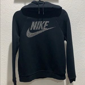 Womens Rally Funnel Neck Metallic Pullover Hoodie